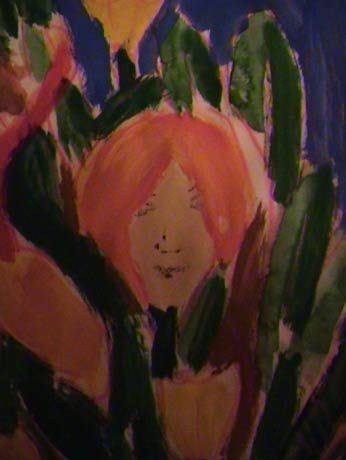 visage ne sans aucune réfléxion, à la base c'était des jambes! ..; comme le reste peint avec un gros peinceau! j'ai que ça!